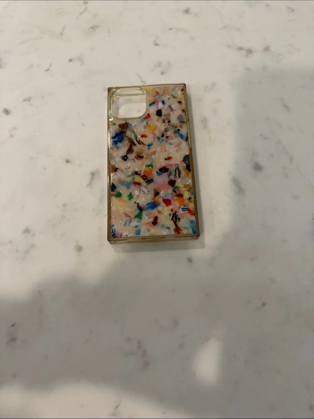 Flaunt iPhone 14 Rainbow Confetti Tortoise Shell Phone Case - Clear Base